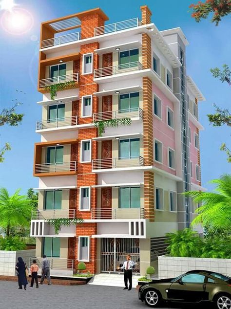 Multi Story House, Apartment Elevation, Small Apartment Building Design, Indian House Exterior Design, House Front Elevation, Building Front Designs, Small Apartment Building, Apartments Exterior, Normal House