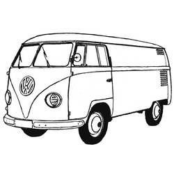 Coloring page: Van (Transportation) #145127 - Printable coloring pages Combi Hippie, Van Drawing, Volkswagen Vintage, Vw Bus T2, Combi Van, Coloring For Boys, Vw Art, Classic Volkswagen, Combi Vw