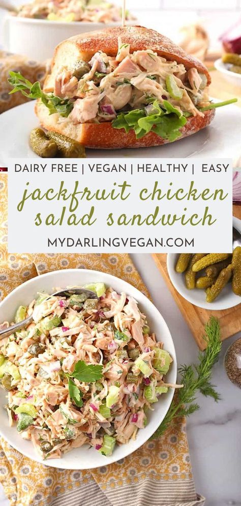 Easy Vegan Cold Lunches, Vegan Jackfruit Sandwich, Young Jackfruit Vegan Recipes, Jack Fruit Recipes Vegan, Jackfruit Chicken Salad, Recipes With Jackfruit, Canned Jackfruit Recipes, Jack Fruit Recipes, Jackfruit Tuna Salad