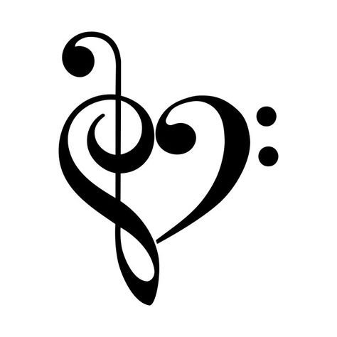 Music Heart Tattoo, Treble Clef Heart, Treble Clef Tattoo, Music Notes Tattoo, Music Notes Art, Music Heart, Herz Tattoo, Not Musik, Guitar Tattoo