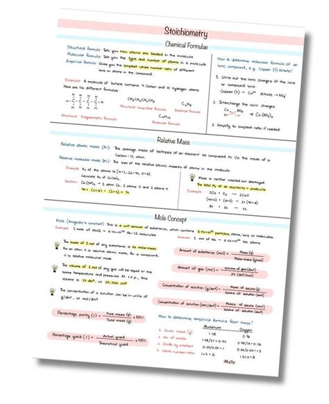 Stoichiometry Chemistry Notes, Stoichiometry Notes, Stoichiometry Chemistry, Summary Notes, Structural Formula, Paternity Test, O Levels, Chemistry Notes, Notes Inspiration