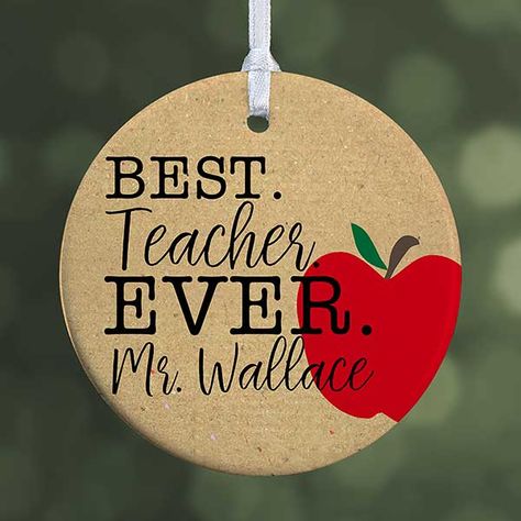 Handmade Teacher Gifts, Appreciation Gifts Diy, Teacher Appreciation Gifts Diy, Whitewashed Wood, Art Teacher Gifts, Our First Christmas Ornament, Science Teacher Gifts, Teacher Ornaments, Best Teacher Ever