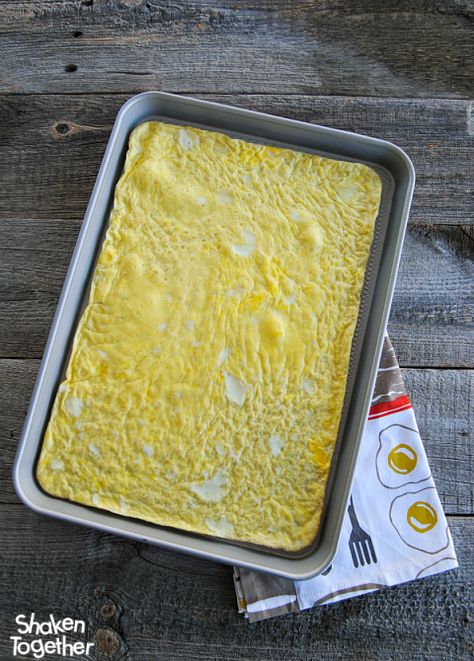 Sheet Pan Eggs - such an easy way to prepare a big batch of breakfast sandwiches, make microwave omelets or just feed a hungry crowd! Sheet Pan Eggs, Oven Baked Eggs, Breakfast Sandwiches Frozen, Best Breakfast Sandwich, Egg Sandwich Breakfast, Make Ahead Breakfast Sandwich, Frozen Breakfast, Freezer Breakfast, Breakfast Sandwiches