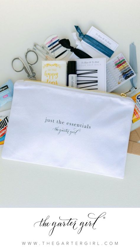 Avoid wedding day emergencies with our exclusive wedding day fashion emergency kit – packed full of wedding planner approved essentials you’ll need for a big day with no big drama. Be confident and stress free on your wedding day…we’ve got it in the bag! Learn more at TheGarterGirl.com to find out what wedding day essentials you’ll need and what is in the emergency kit. Each kit is hand packed and ready to ship – perfect last minute weddings purchase or gift for the bride! Bride Emergency Kit, Bridal Emergency Kits, Wedding Day Essentials, Wedding Emergency Kit, Perfect Bridal Shower Gift, Best Bridesmaid Gifts, Sentimental Wedding, Last Minute Wedding, Heirloom Wedding