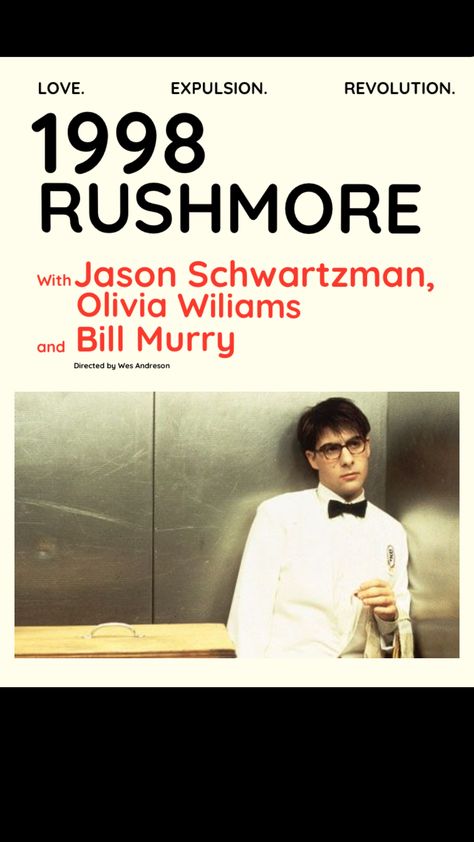 1998’s Rushmore poster based on Life aquatic book Rushmore Poster, Rushmore Movie Poster, Rushmore Movie, Life Aquatic, Visual Communication, Magazine Cover, Poster Wall, Favorite Movies, Books