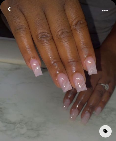 Short Square Acrylic Nails Marble, Acrylic Overlay Nails Medium, Acrylic Nails Length Chart Square, Tapper Square Acrylic Nails Short, Short Square Acrylic Nails Designs Spring, Nails Short Black Women, Ombre Short Nails Acrylic, Nude Overlay Nails, Short Baddie Nails Acrylic