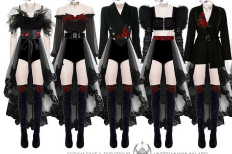 Red Black Outfit, Dance Style Outfits, Queen Outfit, Preformance Outfits, Dance Fashion, Kpop Fashion Outfits, Fashion Design Clothes, Performance Outfit, Kpop Outfits