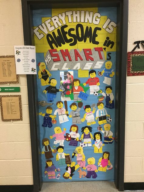 Lego Movie door Lego Classroom Door Ideas, Lego Classroom Door, Lego Door Decorations Classroom, Lego Door, Lego Classroom, Diy Halloween Door Decorations, Halloween Diy Door, Teacher Appreciation Doors, Room Parent