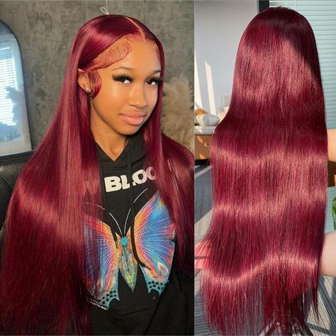 PRICES MAY VARY. 🌺【Burgundy Lace Front Wigs Human Hair Material】:The Burgundy Wig is 100% Unprocessed Brazilian Virgin Human Hair, Smooth, Soft, No Shedding, No Tangled, Hair Cut From Young Donor, Comfortable Against Skin. Lasting Durability. 🌺【Upgrade 99j Lace Front Wigs Human Hair Process】:99j Hd Lace Frontal Wig Human Hair Pre Plucked 180% Density Full and Thick. Bleached Knots.True to Length and Weight. 13x4 Free Part Can Make Any Style As You Want, Suitable for Most Skins. 🌺【99j Hd Lace Burgundy Wig Styles, Burgundy Lace Front Wig, Burgundy Wig, Hair Burgundy, Girly Pop, Quick Natural Hair Styles, Hair Smooth, Tangled Hair, Hair Wigs For Women