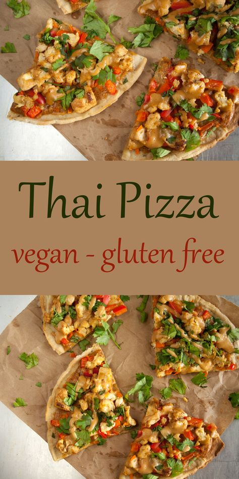 Vegan Gluten Free Pizza, Thai Pizza, Vegetarische Diners, Thai Spring Rolls, Crispy Pizza Crust, Pizza Vegan, Vegan Pizza Recipe, Crispy Pizza, Gluten Free Pizza