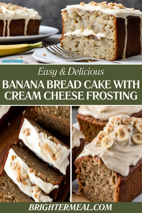 Banana Bread with Cream Cheese Frosting Recipe Banana Bread Cream Cheese Frosting, Banana Bread Cake Cream Cheese Frosting, Banana Bread With Cream Cheese Frosting, Banana Bread Frosting, Bread Frosting, Banana Bread With Cream Cheese, Banana Bread Cream Cheese, Bread With Cream Cheese, Banana Bread Cake