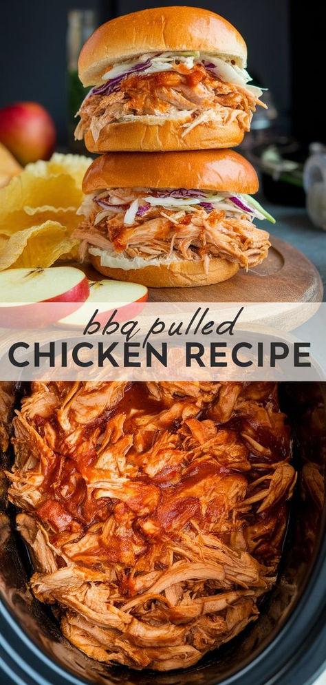 Juicy, flavorful BBQ Pulled Chicken made easy! Perfect for sandwiches, tacos, or on its own, this tender chicken is smothered in a smoky, tangy barbecue sauce. Shredded Chicken Sandwich Recipes, Bbq Chicken Tacos, Bbq Pulled Chicken Recipes, Pulled Chicken Recipe, Bbq Pulled Chicken Sandwiches, Shredded Chicken Sandwiches, Pulled Chicken Recipes, Bbq Pulled Chicken, Pulled Chicken Sandwiches