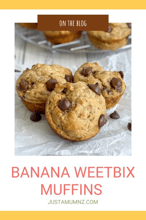 Delicious moist muffins with Banana and Weetbix, so tasty and easy to make, perfect for lunchboxes Weetabix Muffins, Muffin Mix Recipe, Baking Treats, Moist Muffins, Family Lunch, Biscuit Bake, Muffin Mix, Snack Treat, Banana Recipes