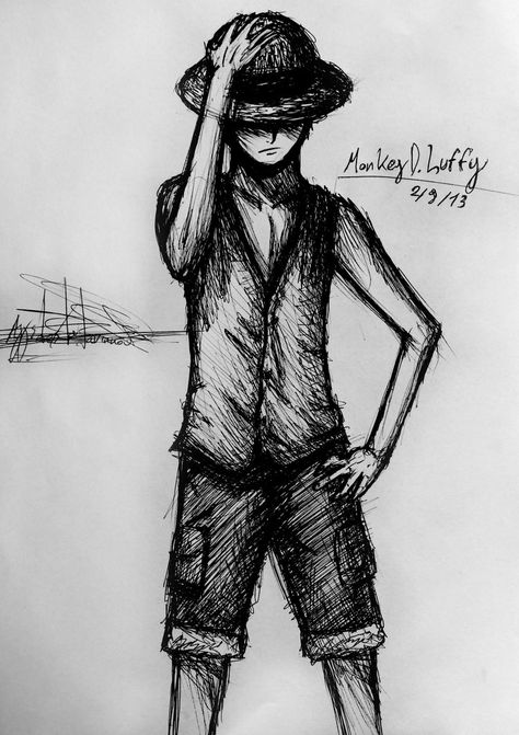 Luffy Simple Drawing, Simple Fanart, Monkey D Luffy Drawing, Luffy Drawing Easy, Sketch Pencil Easy, Luffy Drawing, Naruto Drawings Easy, Pencil Sketches Easy, Badass Drawings