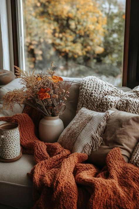 Cozy Fall Decor Ideas: Get ready to snuggle up with these 20 autumn-inspired decorating tips, from rustic porch decorations to warm centerpiece ideas. Create a welcoming atmosphere in your home this season! Check it out and start decorating! #fall #falldecor #fallvibes #aesthetic #fallautumn #autumn #fallaesthetic #orange #houseinspo #white Fall Decor Aesthetic, Fall Decor Cozy, Cozy Up Your Home, Fall Bedroom Decor, Cozy Fall Bedroom, Porch Decorations, Rustic Porch, Cozy Fall Decor, Fall Decor Ideas