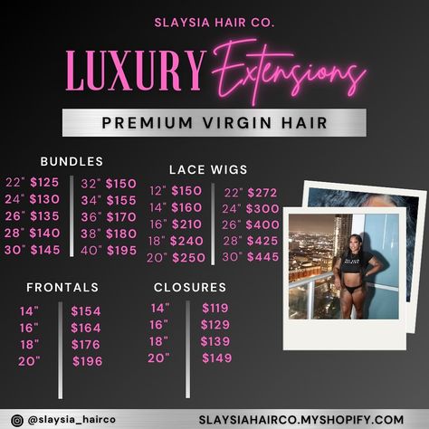 ‼️ updated basic price list‼️ 🛍️ shop @slaysia_hairco Wig Price List Ideas, Wig Price List, Hair Suite, Wig Business, Hair Care Business, Business Hair, Virgin Hair Bundles, Frontal Closure, Price Chart