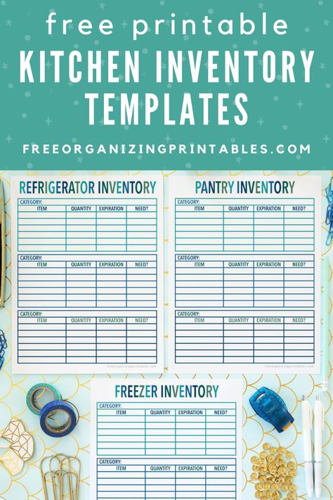 These free printable food inventory templates for the pantry, refrigerator, and freezer will help organize your kitchen and prevent food waste! | #foodinventory #kitcheninventory #kitchenorganization #freeprintables Freezer Inventory Printable, Pantry Inventory Printable, Kitchen Inventory, Inventory Printable, Pantry Inventory, Prevent Food Waste, Free Printables Organization, Refrigerator Drawers, Shopping List Grocery