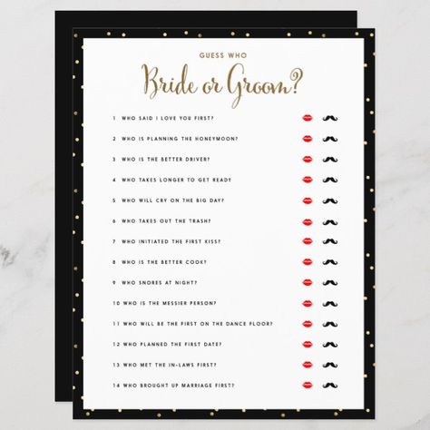 Guess Who Bride Or Groom, Bride Or Groom Game, Bridal Shower Party Games, Party Games Diy, Anniversary Ideas For Him, Couple Shower Games, Party Games Ideas, Bridal Shower Decorations Diy, Hen Party Games