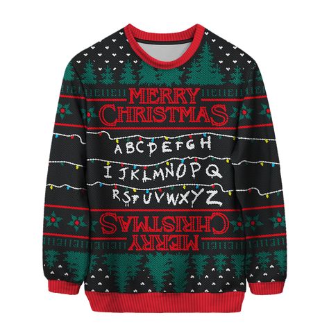 Stranger Things Christmas Sweater, Winter Necessities, Stranger Things Christmas, Nerdy Christmas, Holiday Party Tops, Funny Christmas Jumper, Christmas Sweater Dress, Night Out Tops, Going Out Shirts