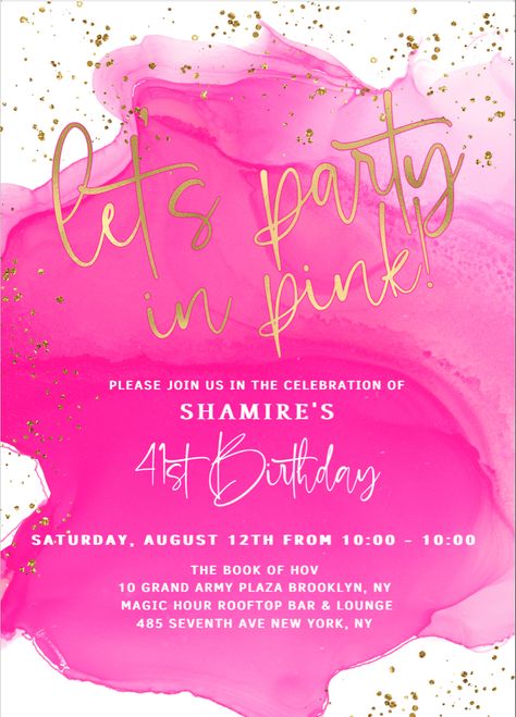 Pink Gold Party, 10th Birthday Invitation, Pink Gold Birthday, Ladies Brunch, Girls Party Invitations, Sprinkle Party, 16th Birthday Invitations, Pink Baby Shower Invitations, 30th Birthday Invitations