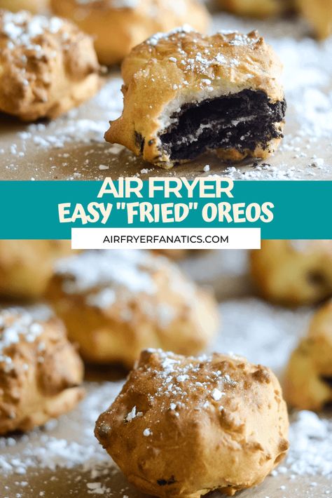 Airfryer Fried Oreos, Oreo Air Fryer Recipe, Air Fryer Oreos With Pancake Batter, Air Fried Oreos With Pancake Batter, Air Fryer Fried Oreos, Air Fried Oreos, Gluten Free Oreos, Cream Filled Cookies, Pancake Mix Recipe