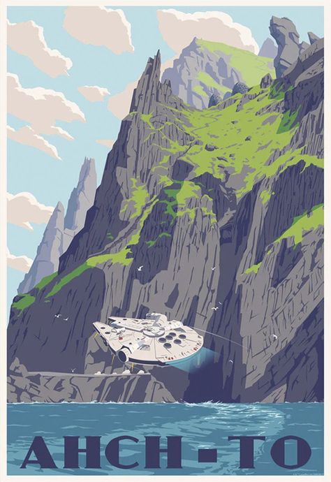 Hop aboard, set your course for Ahch-To, and bring home the Lost and Found Art Print by Steve Thomas today! Star Wars Vintage, Star Wars The Last Jedi, The Last Jedi, Gems Art, Poster Series, Found Art, Vintage Travel Poster, Vintage Star Wars, Last Jedi