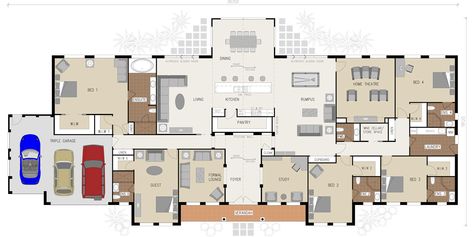 The Grange | Marksman Homes House Plans 2 Story Modern, 8 Bedroom House Plans, 8 Bedroom House, House Plans 2 Story, 5 Bedroom House Plans, Southern Highlands, Ranch Style Homes, House Blueprints, Guest Bed