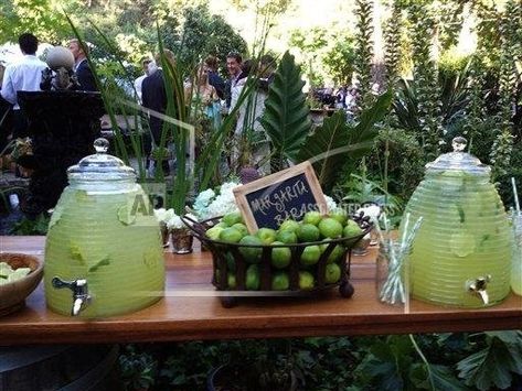 This Sept. 1, 2012 photo provided by Brittell Public Relations shows a table displaying a Margarita Bar for guests at the wedding of Elana Kopstein and Patrick Free held at a private estate in Sonoma, Calif. (AP Photo/Brittell Public Relations, Mary Ellen Murphy) Margarita Party, Margarita Bar, Cocktails Bar, Taco Bar, Mexican Party, September Wedding, Fiesta Party, Wedding Bar, Wedding Food