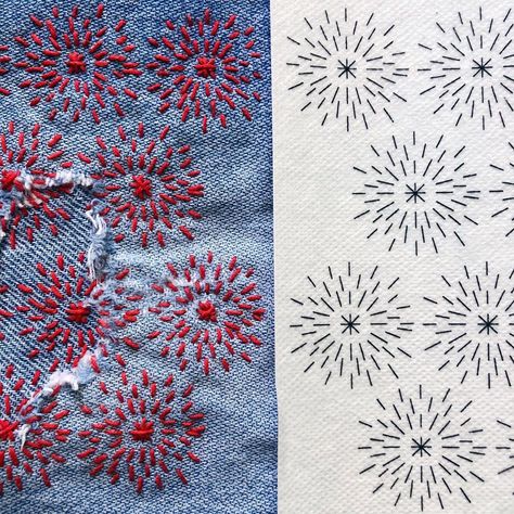 Visible Mending Stitches, Boro Stitching, Sashiko Pattern, Textile Art Embroidery, Sashiko Embroidery, Visible Mending, Diy Embroidery Patterns, Tracing Paper, Japanese Embroidery