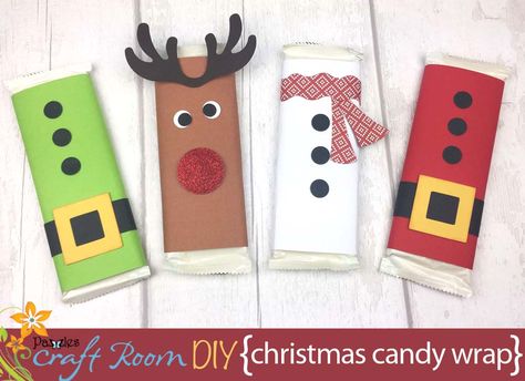 These cute Christmas Candy wrappers are great for making in multiples on a budget. Use as student or office gifts, as stocking fillers or hung on a tree with some ribbon attached for tree decoration. Christmas Candy Wrappers, Christmas Stall Ideas, Christmas Candy Crafts, Christmas Candy Bar, Diy Christmas Candy, Christmas Treats Holders, Christmas Arts, Candy Ideas, Candy Treats