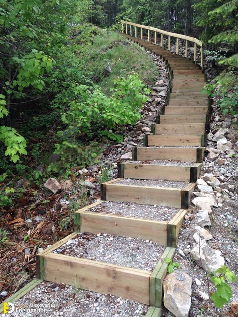 Lake Landscaping, Sloped Backyard Landscaping, Landscape Stairs, Landscape Steps, Paving Ideas, Outdoor Path, Sloped Backyard, Garden Stairs, Hillside Landscaping