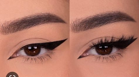 Fox style winged eyeliner Semi Hooded Eyes, Foxy Eyeliner, Hooded Eye Makeup Tutorial, Eyeliner For Hooded Eyes, Eyeliner Designs, Winged Eyeliner Tutorial, Eyeliner For Beginners, Makeup Tutorial Eyeliner, Eyeliner Styles