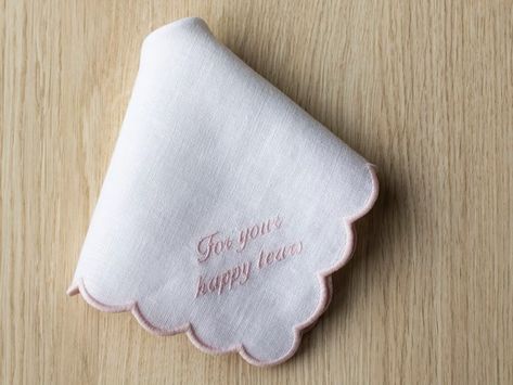 For Your Happy Tears Hankie Scallop Handkerchief Bridal Hankie 10x10'' Size With Embroidery - Etsy Colombia For Your Happy Tears, Embroidery Custom, Gift Embroidery, Wedding Handkerchief, Rose Pale, Happy Tears, Pocket Squares, Craft Box, Tie Accessories