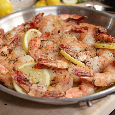 Garlic & Herb Roasted Shrimp by Ina Garten Roasted Shrimp Recipes, Roasted Shrimp, Country Bread, Shrimp Recipe, Garlic Herb, Crushed Red Pepper Flakes, Fresh Rosemary, Shrimp Recipes, Minced Garlic