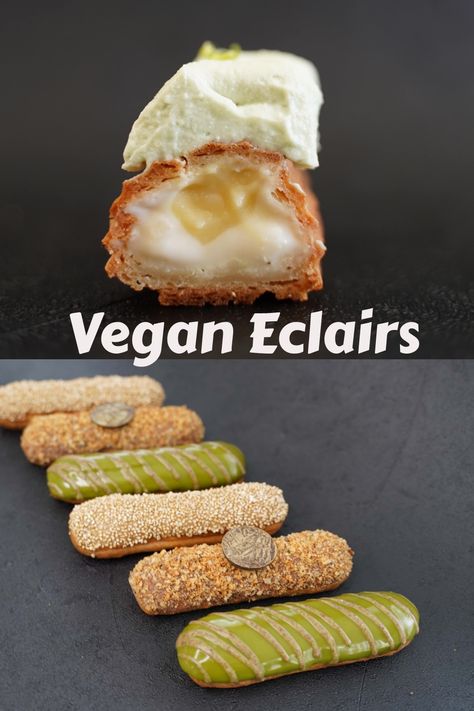 Treat yourself to delightful vegan éclairs!  The perfect sweet ending to any occasion, from birthdays to afternoon tea.  #vegansweets #teatimetreats #birthdaydessert #veganparty #vegandesserts Vanilla Eclair, Vegan Eclairs, Eclair Recipe, How To Temper Chocolate, Eclair Cake, Vegan Party, Cooking Courses, Birthday Desserts, Pastry Shop