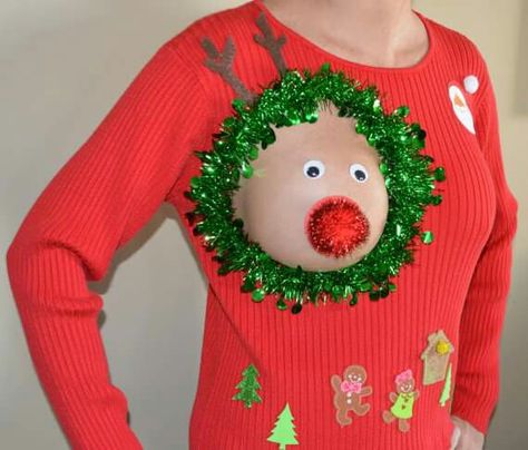 Creative Ugly Christmas Sweater, Ugliest Christmas Sweater Ever, Mom Makeover, Christmas Memes Funny, Ugly Xmas Sweater, Christmas Memes, Christmas Sweater Party, Funny Christmas Sweaters, Ugly Christmas Sweater Party