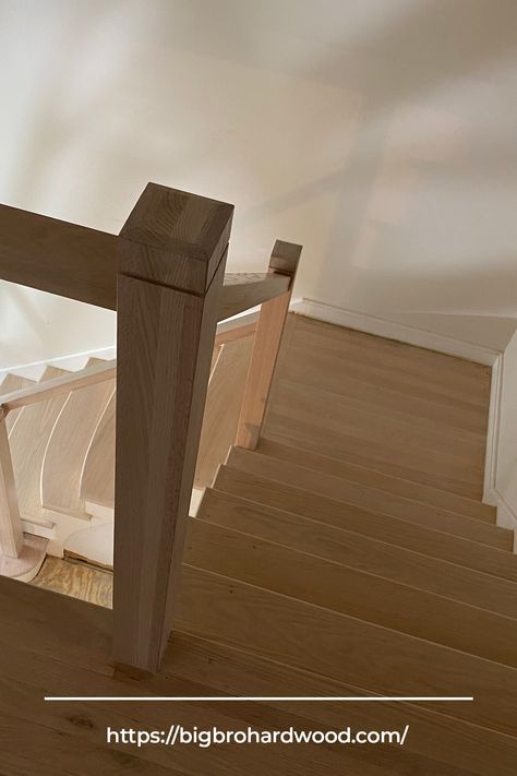 One of our projects - white oak hardwood floors staircase. Learn more on our site!  #staircase #hardwood #hardwoodfloor #hardwoodstairs White Oak Stairs, White Oak Staircase, Stairs Hardwood, Hardwood Staircase, Oak Hardwood Floors, Oak Staircase, Hardwood Stairs, White Oak Hardwood Floors, Oak Stairs