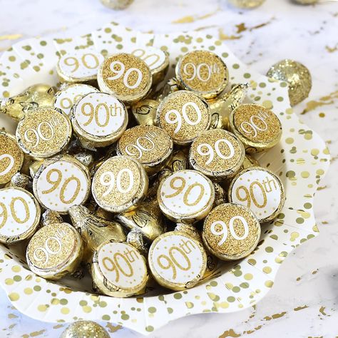 90th Birthday Decorations White and Gold 90th Birthday Party - Etsy 90th Birthday Favors, 90th Birthday Party Favors, 90th Birthday Party Decorations, Gold Theme Party, Adult Birthday Party Favors, 90th Birthday Decorations, 90th Birthday Party, Theme White, 90th Birthday Parties