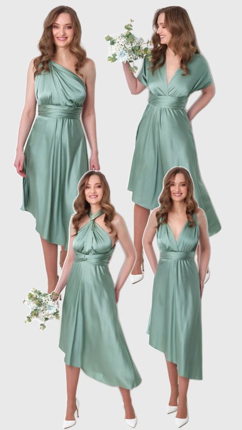 Bridesmaid dress, wedding guest dress, infinity dress, convertible dress Silk Bridesmaid Dresses, Dress Wedding Guest, Infinity Dress, Convertible Dress, Dress Wedding, Bridesmaid Dress, Silk Dress, Wedding Guest Dress, Sage Green