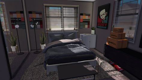 Sims 4 Cc Urban Bedroom, Sims 4 Men Decor, Sims 4 Cc Male Bedroom Decor, Sims 4 Cc Men Room, Sims 4 Male Bedroom Cc, Sims 4 Male Apartment Cc, Sims 4 Apartment Tray, Sims 4 Urban Home, Sims 4 Male Apartment