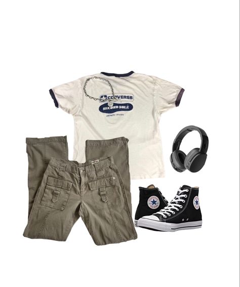 Y2k Outfits With Converse, Converse Outfit Y2k, Y2k Converse Outfit, Outfits Y2k Hombre, Ropa Y2k Hombre, Fits With Converse, Chuck Taylors Outfit, Converse Y2k, Y2k Converse