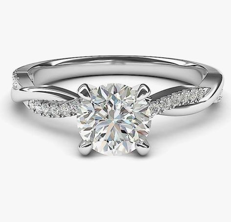 Round Moissanite Engagement Ring, Real Diamond Rings, Best Engagement Rings, Engagement Ring White Gold, Twisted Band, Ring Ideas, Engagement Ring Cuts, Pear Shaped Diamond, Ring Promise