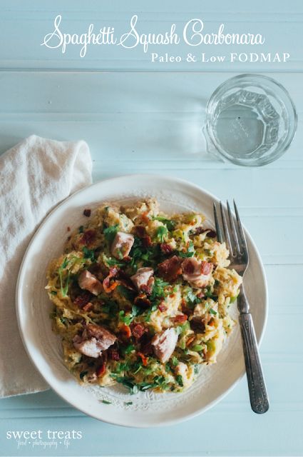 Paleo Low Fodmap, Spaghetti Squash Carbonara, Squash Carbonara, Low Fodmap Diet Recipes, Autoimmune Paleo Recipes, Aip Paleo Recipes, Fodmap Diet Recipes, Spaghetti Squash Recipes, Aip Recipes