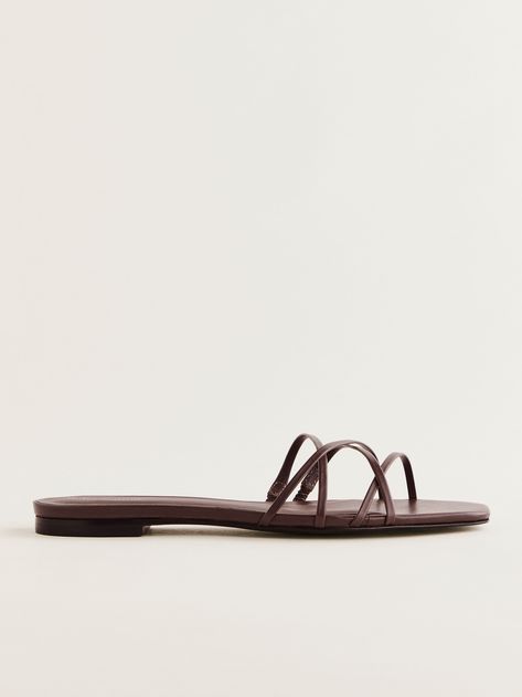 Tell your feet. Shop the Wagner Strappy Flat Sandal from Reformation, a flat sandal with a strappy upper. Strappy Sandals Flat, Strappy Flats, Black Strappy Sandals, Summer Fits, Maxi Knit Dress, Clothes Collection, Linen Pants, Strappy Sandals, New Bag