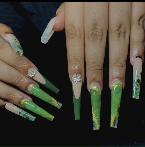 Green Long Acrylic Nails, Green Baddie Nails, Press On Nail Designs, Evil Eye Nails, Green Acrylic Nails, Tapered Square Nails, Acrylic Nail Set, White Acrylic Nails, Colored Acrylic Nails