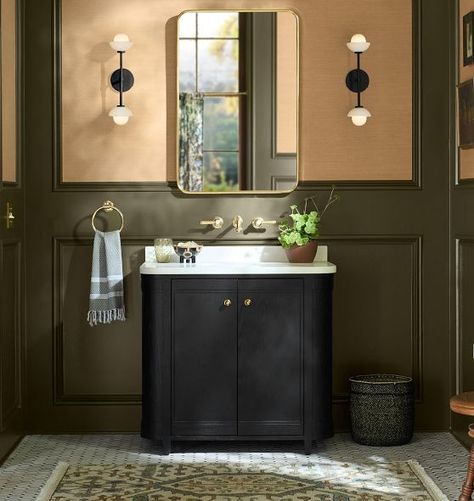 Shop All New Arrivals | Rejuvenation Vanity Black, Light And Dwell, Timeless Bathroom, Bronze Bathroom, Bryce Dallas Howard, Pb Kids, Black Ash, Calacatta Marble, Classic American Style