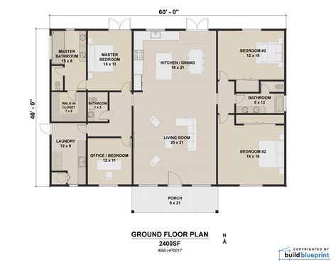 40' x 60' Modern House Architectural Plans Custom | Etsy Cottage Blueprints, House Plans For Sale, Pole Barn House Plans, Barn Style House Plans, 2 Bedroom House Plans, Plans Architecture, Barndominium Floor Plans, Architectural House Plans, Construction Plan