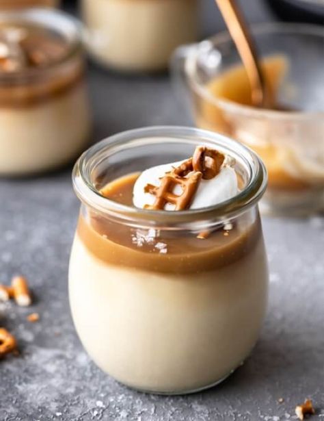 Danish Creamery : Butterscotch Budino with Salted Butterscotch Sauce Italian Pudding, Abruzzese Recipes, Butterscotch Budino, Budino Recipe, Butternut Squash Cake, Squash Cakes, Cheesecake In A Jar, Brulee Recipe, Butterscotch Sauce