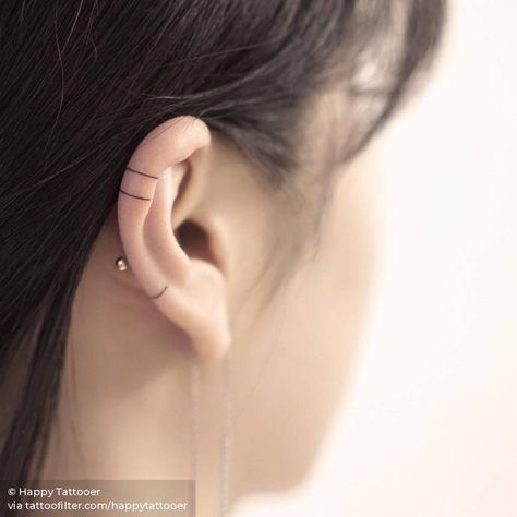 Cuff Tattoo, Minimal Tattoo Design, Small Girl Tattoos, Cute Ear Piercings, Cute Tiny Tattoos, Ear Style, Little Tattoos, The Ear, Tattoo Designs For Women