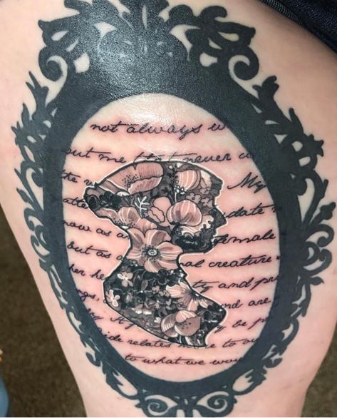 Jane Austen tattoo Jane Austen Tattoo Ideas, Bridgerton Tattoo, Austen Tattoo, Jane Austen Tattoo, Austin Tattoo, Tattoo Cool, Jane Austen Quotes, Jane Austin, Tattoos Skull